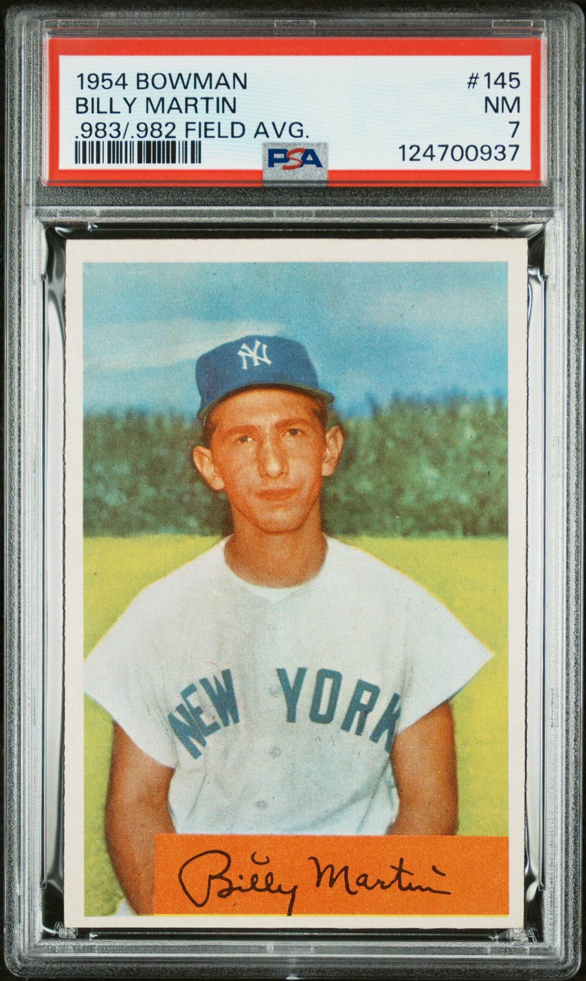 Billy Martin 1954 Bowman #145 .983/.982 PSA 7 (1 of 2)