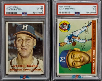 Warren Spahn 1955 Topps (PSA 5), 1957 (PSA 6)