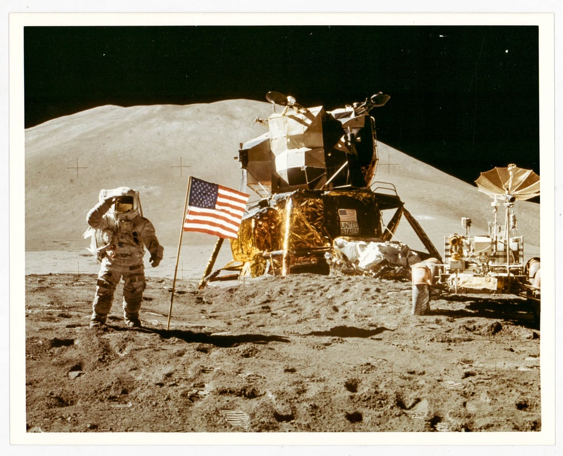 NASA Original Photo 71-HC-1141 A KODAK PAPER.: NASA Original Photo 71-HC-1141, or 71-H-4141, also AS15-88-11866, A KODAK PAPER. Measures 8 x 10 inches. Glossy finish on A KODAK PAPER. Excellent condition. Provenance: Estate of George Earl Morris J