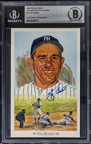 Yogi Berra SIGNED 1989 Perez-Steele Postcard COA