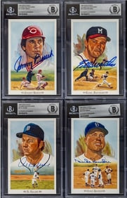 (4) MLB Player SIGNED Perez-Steele Postcards COA