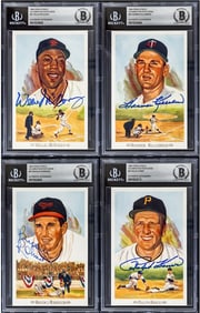 (4) MLB Player SIGNED Perez-Steele Postcards COA