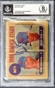 Nolan Ryan SIGNED 1968 Rookie Topps #177 BAS COA