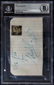 Charles Laughton SIGNED Cut BAS COA
