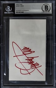 Quincy Jones SIGNED Index Card BAS COA