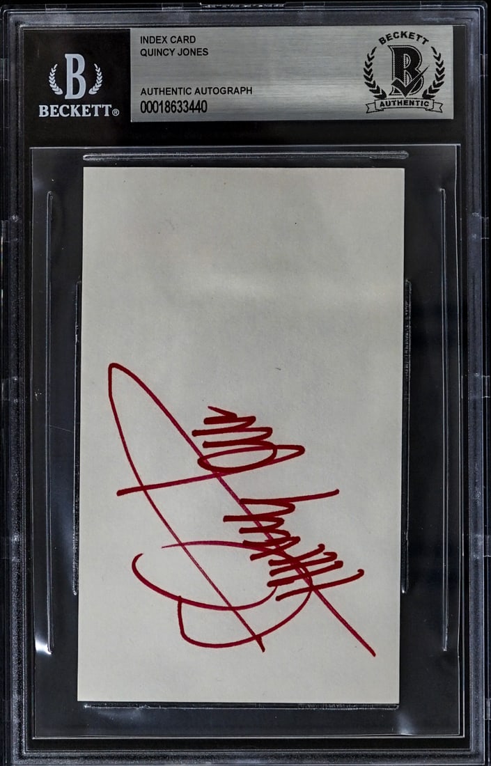 Quincy Jones SIGNED Index Card BAS COA (1 of 2)