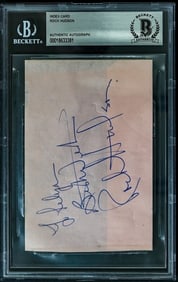 Rock Hudson SIGNED Index Card BAS COA