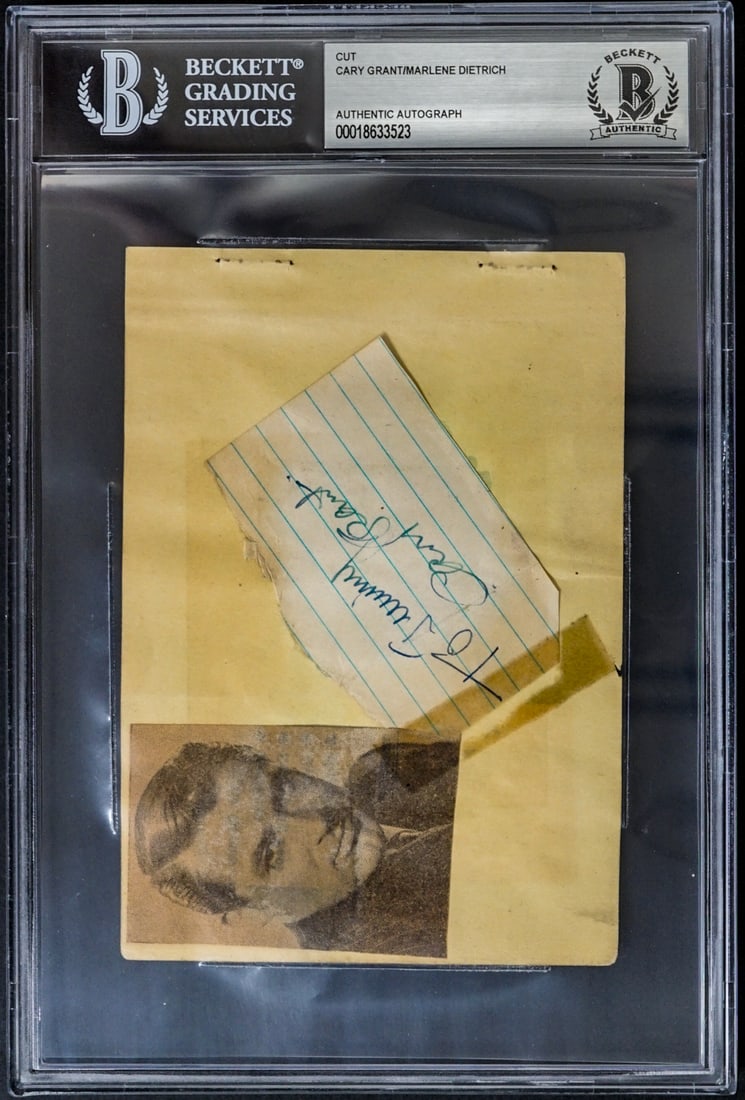 Cary Grant / Marlene Dietrich SIGNED Cut BAS COA (1 of 2)