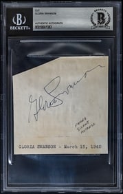 Gloria Swanson SIGNED Cut BAS COA