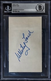 Whitey Ford SIGNED Index Card BAS COA