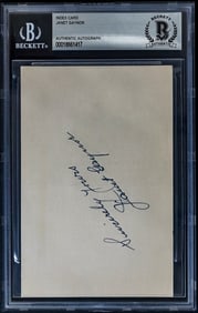 Janet Gaynor SIGNED Index Card BAS COA