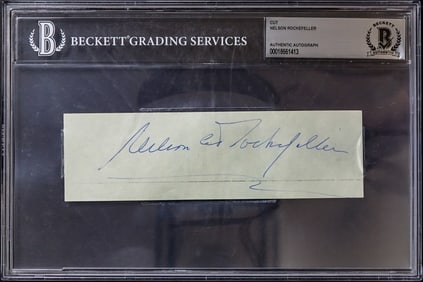 Nelson Rockefeller SIGNED Cut BAS COA