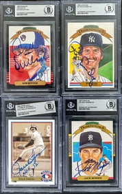 (4) Baseball Player SIGNED Trading Cards BAS COA