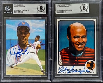 (2) Baseball Player SIGNED Trading Cards BAS COA