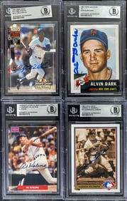 (4) Baseball Player SIGNED Trading Cards BAS COA