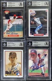 (4) MLB Player SIGNED Trading Cards BAS COA