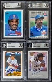 (4) MLB Player SIGNED Trading Cards BAS COA