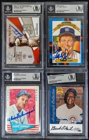 (4) MLB Player SIGNED Trading Cards BAS COA