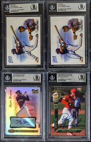 (4) MLB Player SIGNED Trading Cards BAS COA