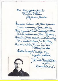 Fred Lambert - Lawman, Poet, Painter ALS POEM