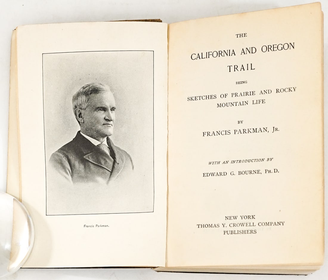 The California and Oregon Trail by Parkman 1901: The California and Oregon Trail by Francis Parkman, Jr. 1901. Thomas Y. Crowell, NY. 416 pp. Cracked hinges. Soft leather cover faded and spine cover chipping. Book measures 6.125 x 4 x 1 in. for