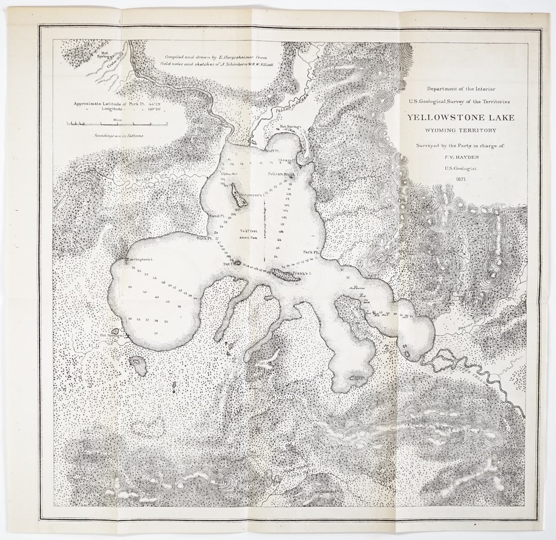1871 Yellowstone Lake Map Wyoming Territory (1 of 2)