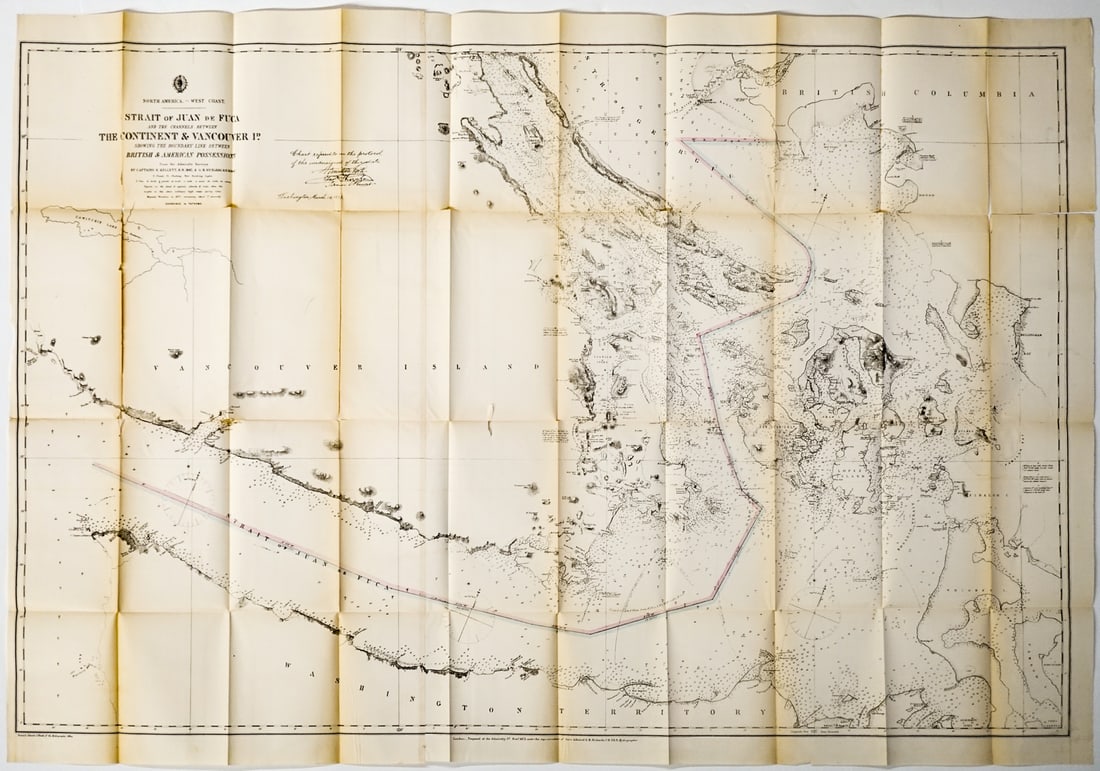 1873 Strait of Juan Da Fuca Large Folding Map (1 of 4)