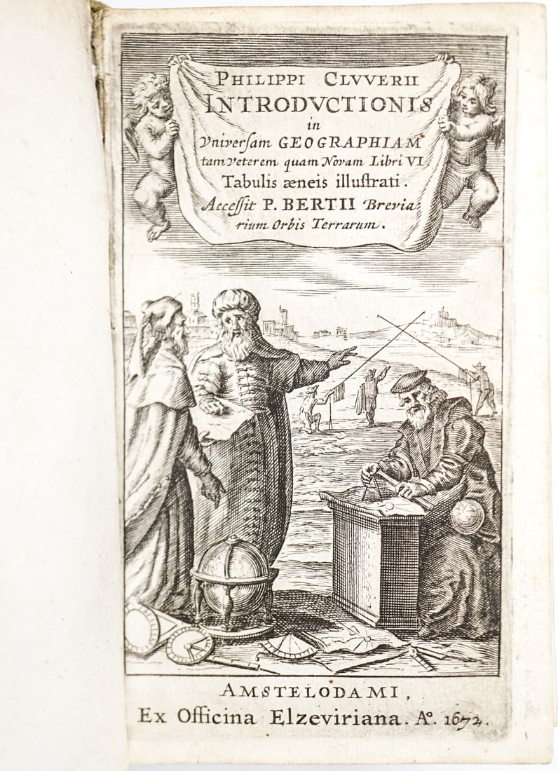 1672 Edition Philippi Cluverii Introductionis MAPS: 1672 Philippi Cluverii Introductionis in Universam Geographiam. Three folding tables, thirty-six double page engraved maps (2 folding zodiacal plates, folding world map, double page maps of Europe, an