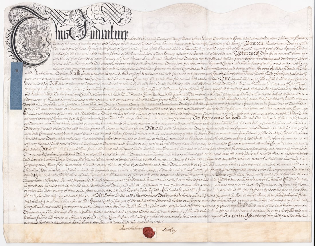 1719 Great Britain Large Indenture on Vellum (1 of 2)