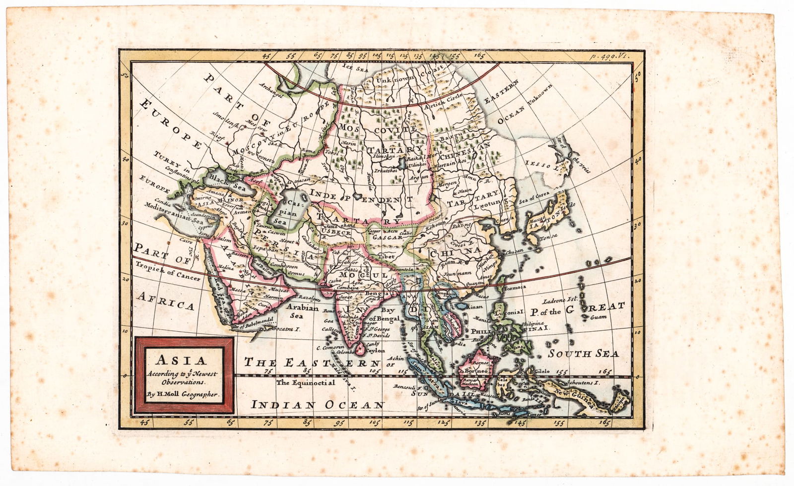 Asia Antique Map by H. Moll (1 of 2)