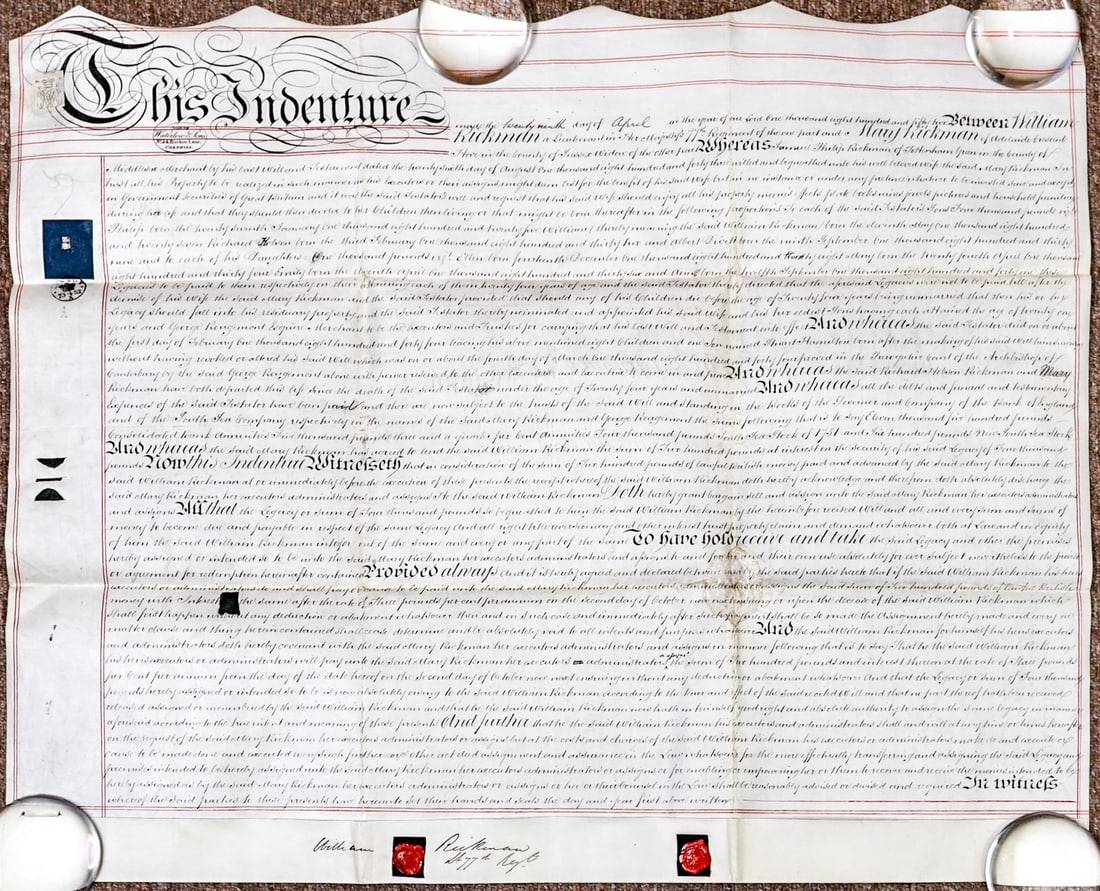 London 1852 Indenture with Wax Seals (1 of 2)