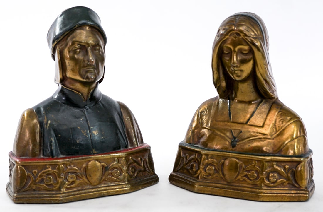 Armour Bronze Pair Bookends [Dante & Beatrice] (1 of 8)