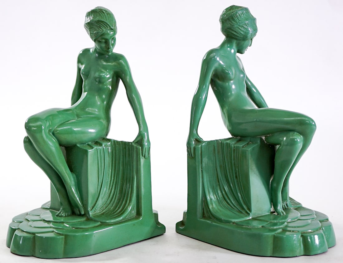 Ronson Art Deco Metal Bookends [Nude Seated] (1 of 8)