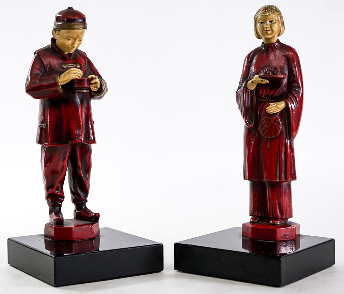 Art Deco Chinese Man / Woman Pair Bookends (1 of 8)