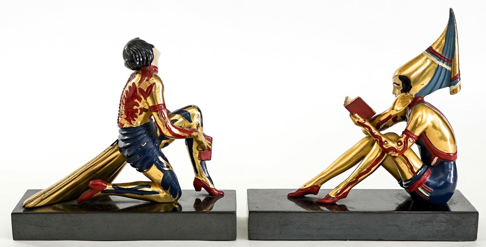 Art Deco Gerdago Pixie Pair Bookends: Pair of Art Deco bookends. Measures 6.5 x 2.75 x 7.5 in. and measures 7.5 x 5.5 x 7.5 in. Measures 7.5 x 6 x 7.5 inches for shipping purposes. The absence of a condition report does not imply that the