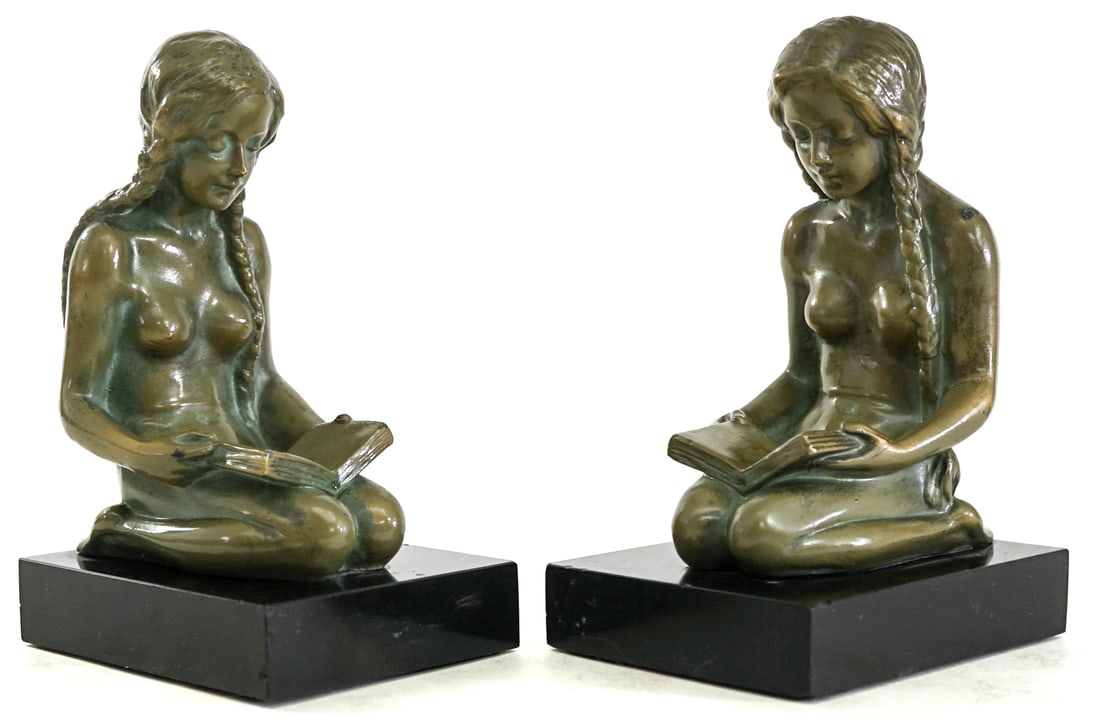 Art Deco Pair Bookends [Woman Reading] (1 of 8)