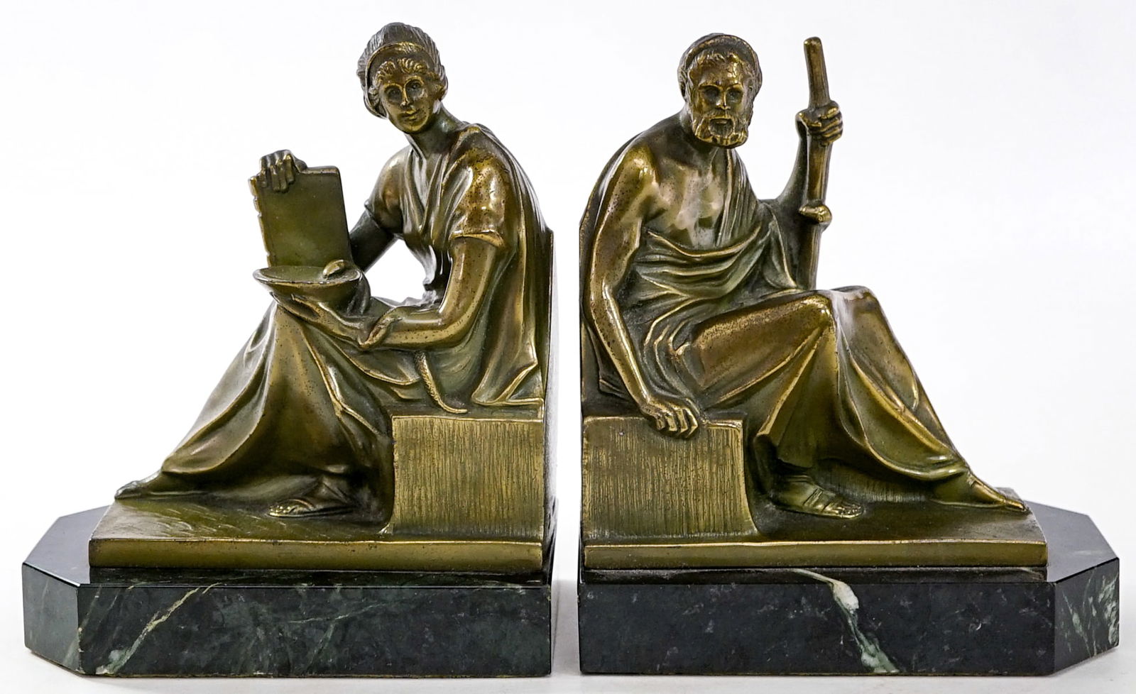 Jennings Brothers 3198 Pair Bookends Asclepius (1 of 8)