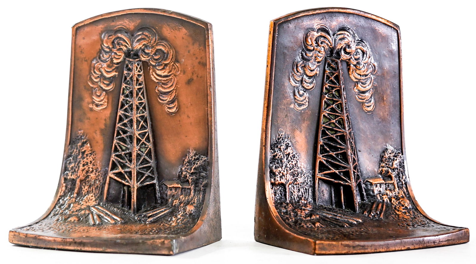 K&O 1930's Oil Rig Pair Bronze Bookends (1 of 8)