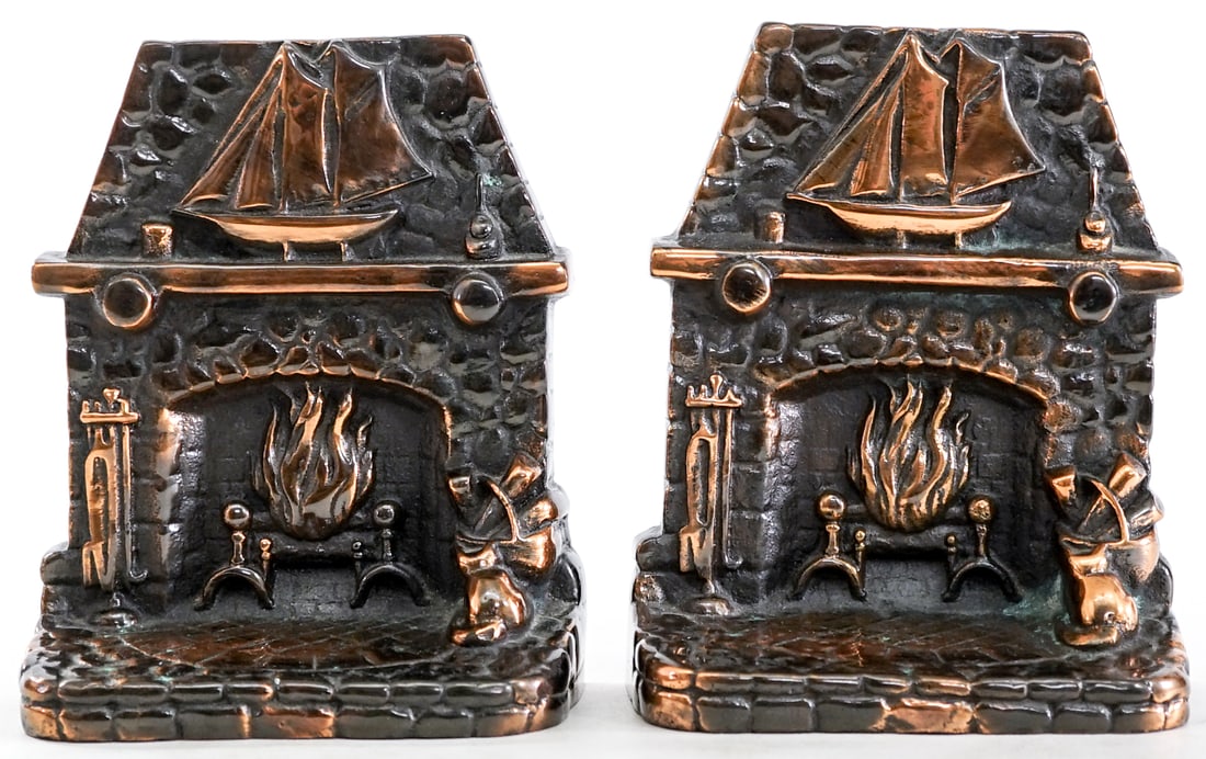 Cast Iron Pair Copper Finish Bookends [Hearth] (1 of 5)