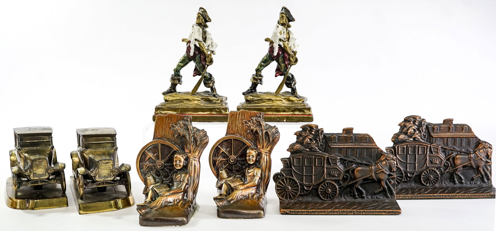 Vintage (4 Pair) Cast Iron / Metal Bookends (1 of 2)