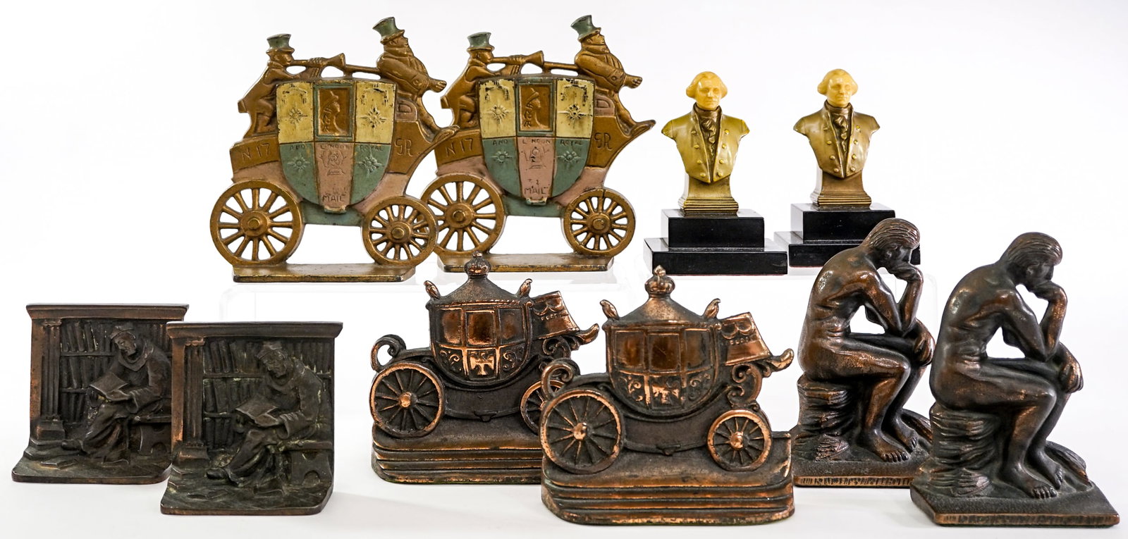 Vintage (5 Pair) Cast Iron / Metal Bookends (1 of 2)