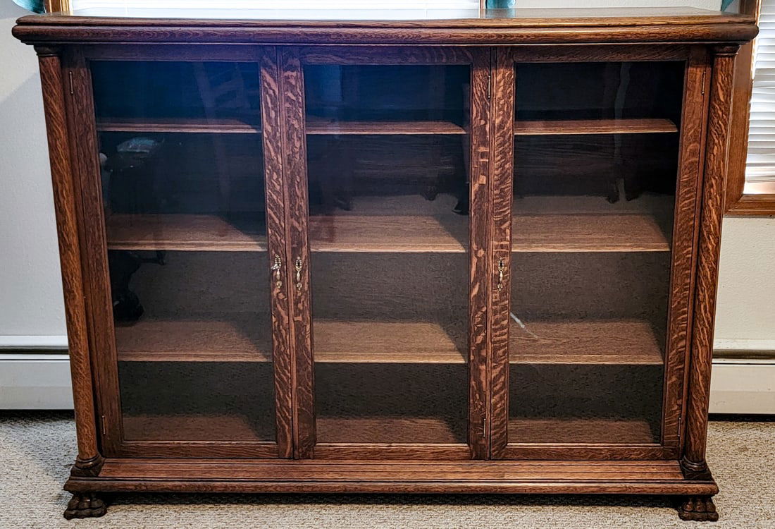 American Oak Triple Door Bookcase (1 of 11)