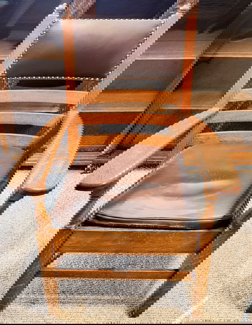 Antique Oak Office Armchair (1 of 9)