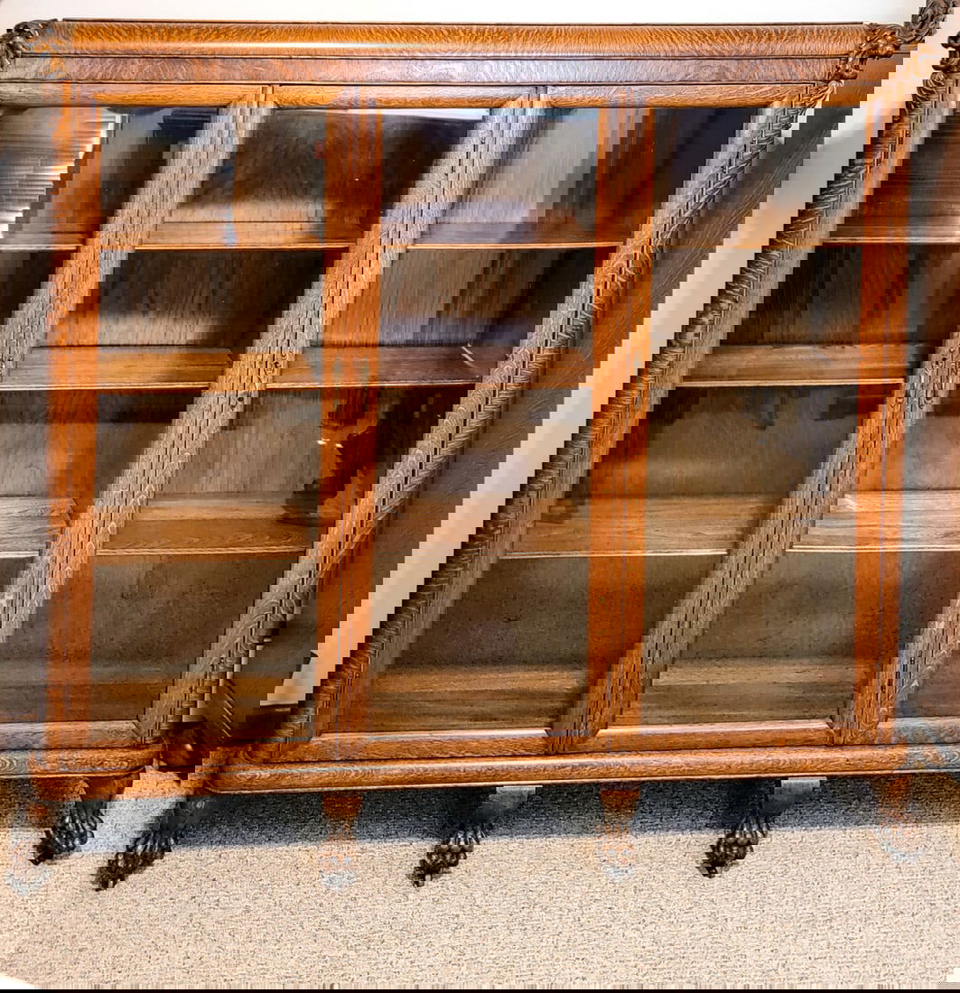 An Antique Clawfoot Triple Door Bookcase (1 of 15)