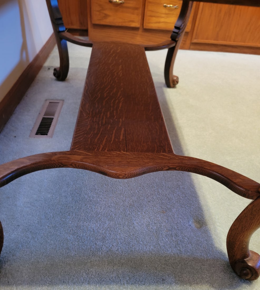 Antique Oak Library Table - 7