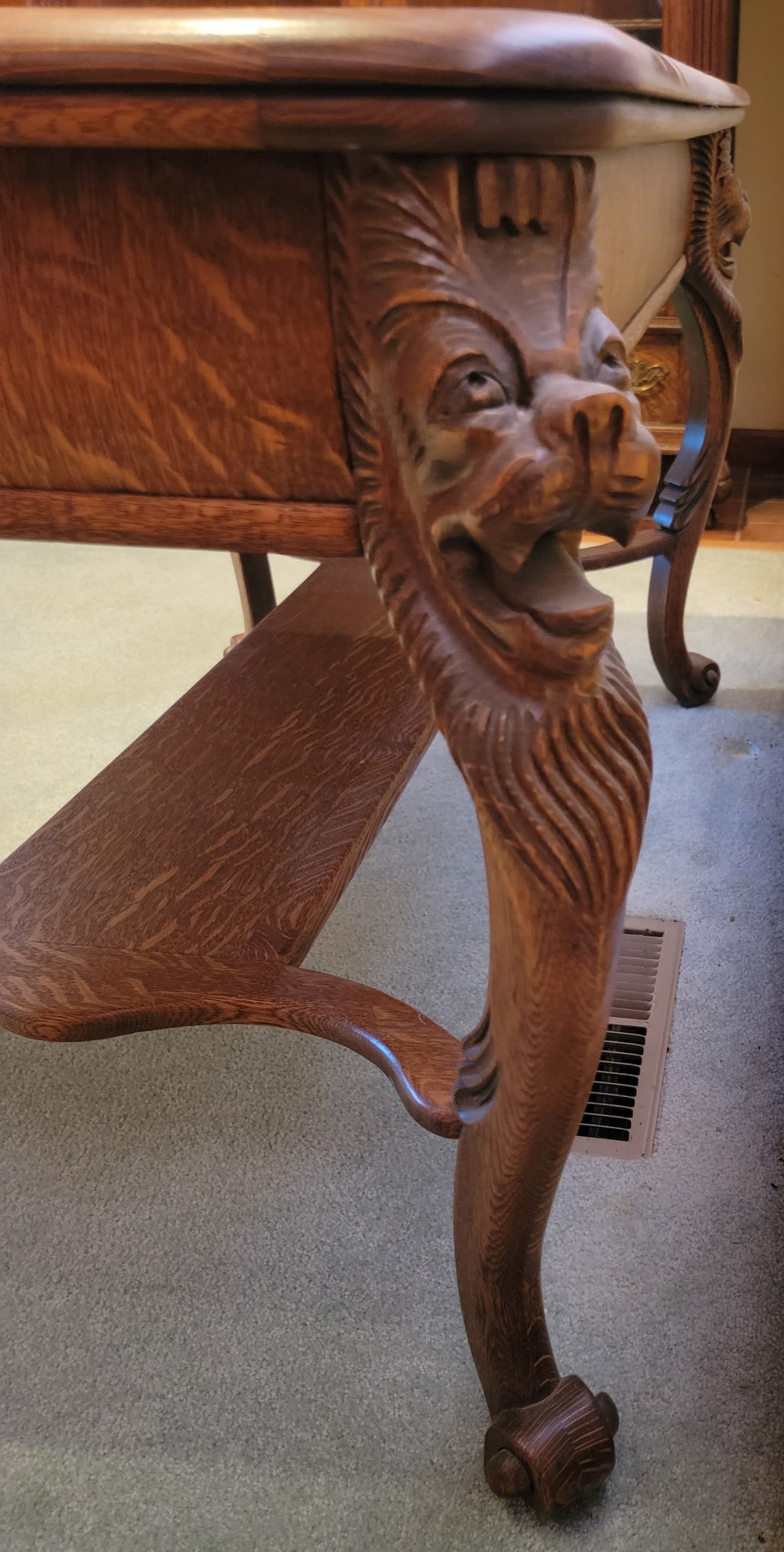 Antique Oak Library Table - 8