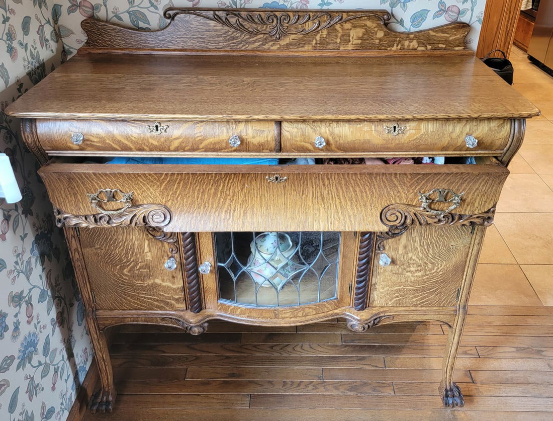 Antique Oak Sideboard Buffet (1 of 8)
