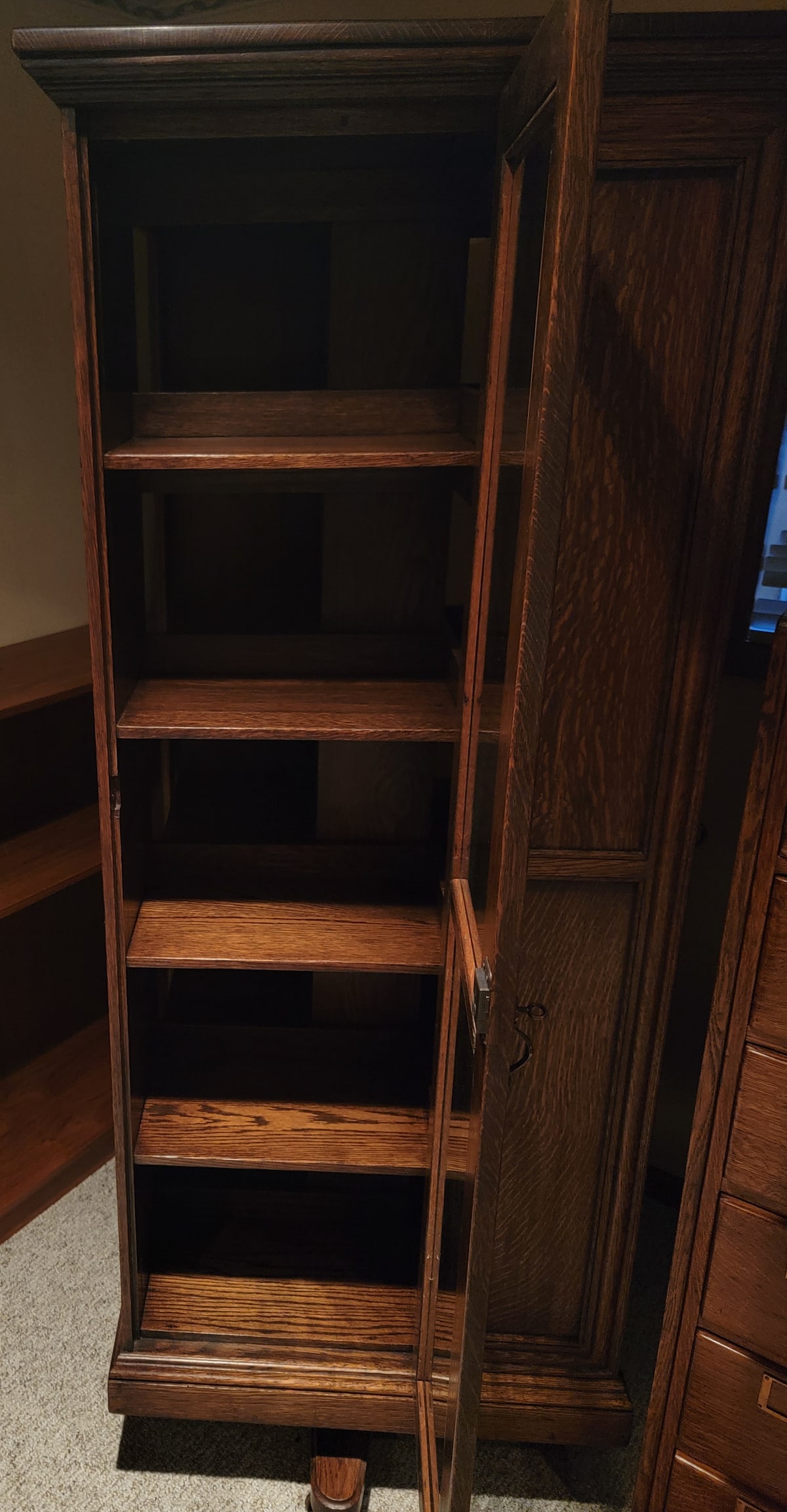 Solid Oak Fully Enclosed Revolving Bookcase - 13