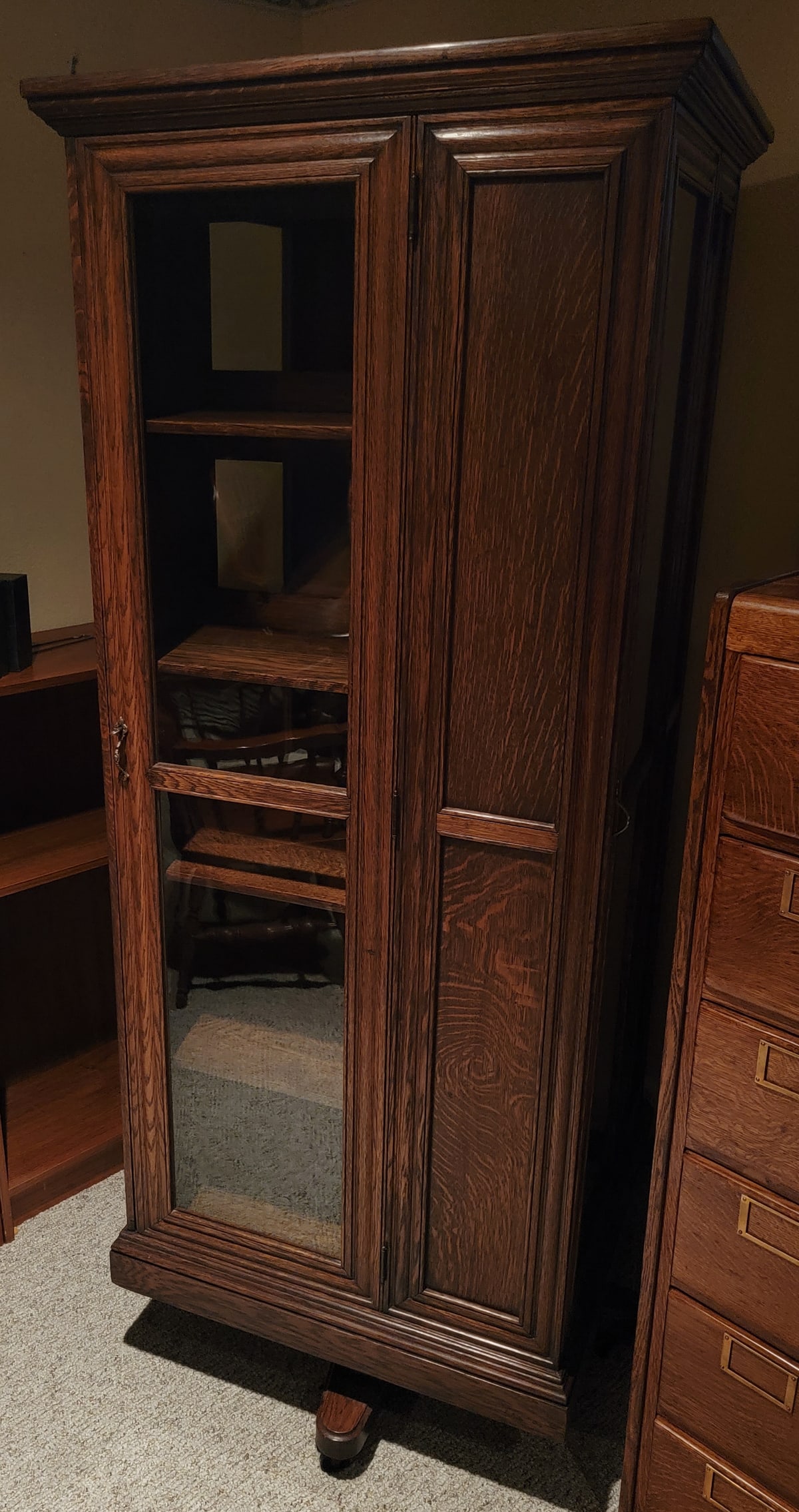 Solid Oak Fully Enclosed Revolving Bookcase - 4