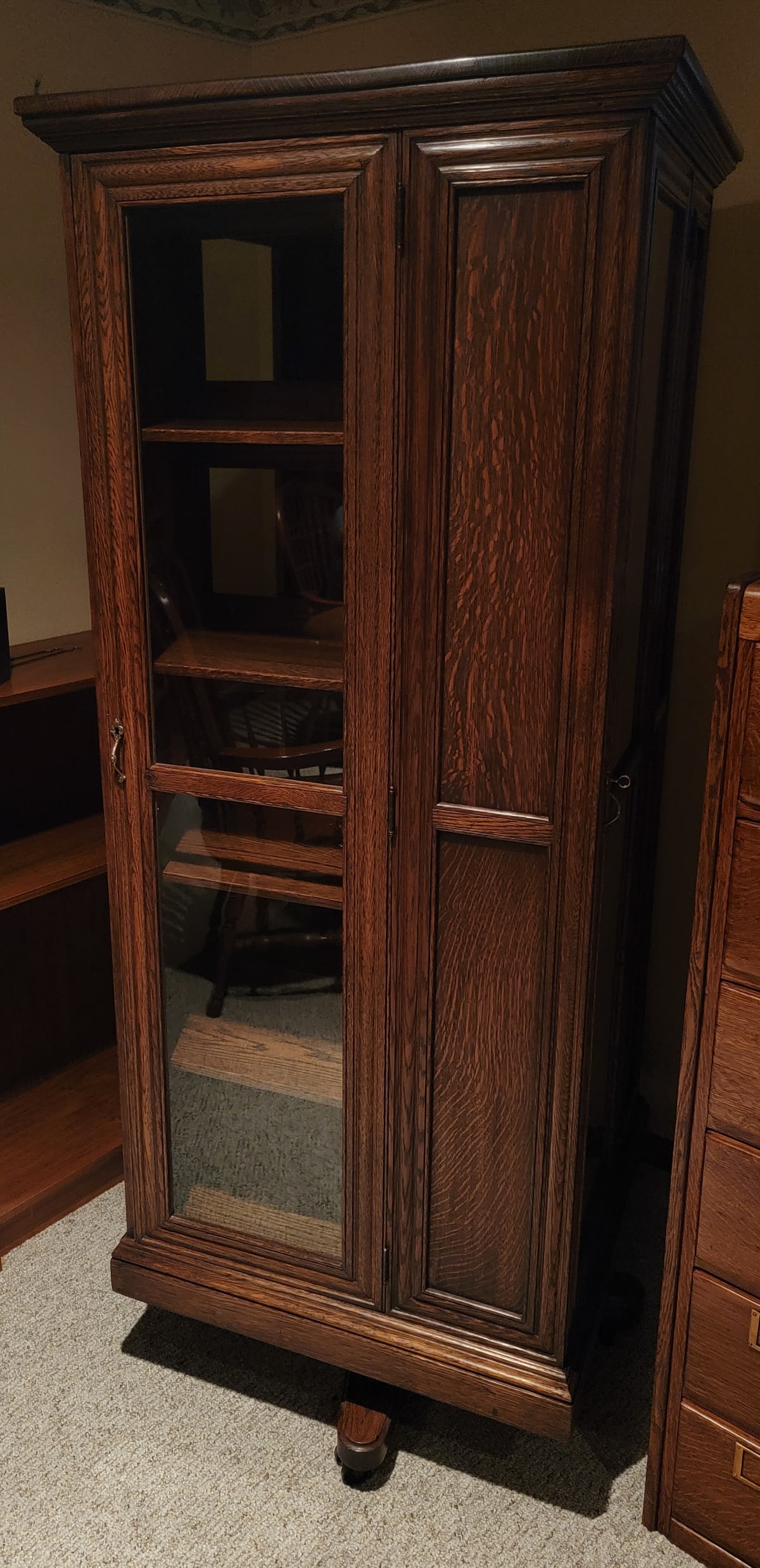 Solid Oak Fully Enclosed Revolving Bookcase - 6